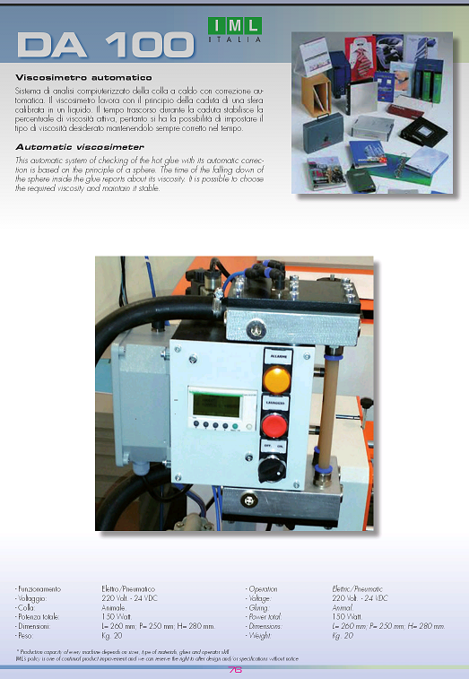 VISIBILE A PAGINA 76 DEL CATALOGO - IML MACHINERY